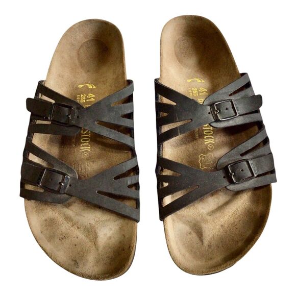 Black BIRKENSTOCK Granada Adjustable Buckle Slip On Sandal Sz 41 10 - Picture 8 of 11